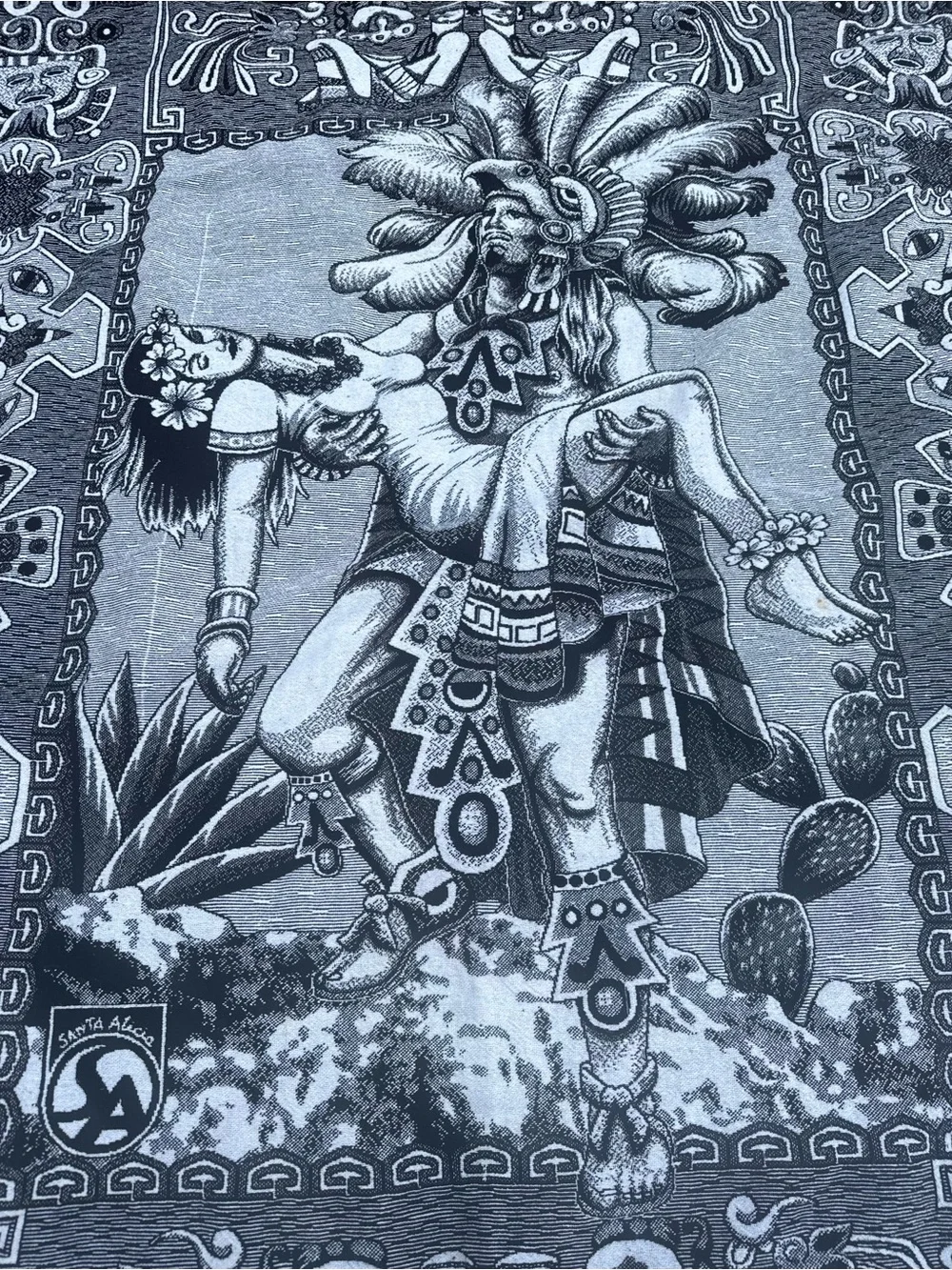 Black and White Aztec-Inspired Blanket Full size